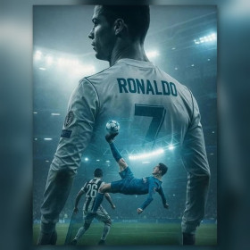 Malen nach Zahlen Cristiano Ronaldo beim Fallrückzieher in einem Stadion bei Nacht
