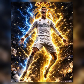 Malen nach Zahlen Cristiano Ronaldo beim Torjubel im weißen Real-Madrid-Trikot