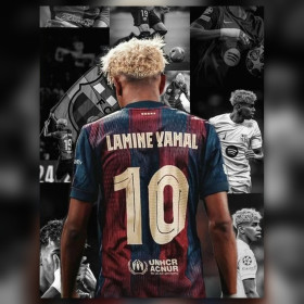 Malen nach Zahlen Lamine Yamal von hinten im Trikot mit der Nummer 10 des FC Barcelona