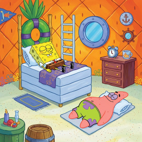 Malen nach Zahlen SpongeBob und Patrick schlafen im Ananaszimmer