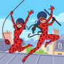 Malen nach Zahlen Ladybug und Cat Noir springen über die Dächer von Paris