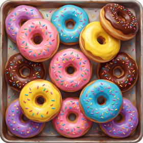 Malen nach Zahlen Tablett mit glasierten Donuts in Rosa, Blau und Schokolade
