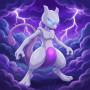 Malen nach Zahlen Mewtu legendäres Pokémon im Gewitter : komplettes Set mit Leinwand, Farben und Pinseln