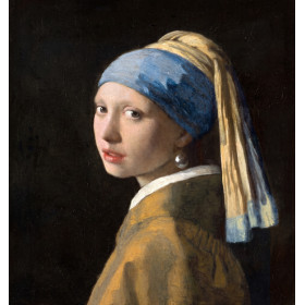 Malen nach Zahlen Das Mädchen mit dem Perlenohrring von Vermeer auf schwarzem Hintergrund