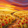 Malen nach Zahlen Weizenfeld, Mohnblumen und violetter Himmel in der Dämmerung