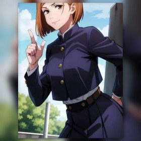 Malen nach Zahlen Nobara Kugisaki in marineblauer Uniform unter klarem Himmel
