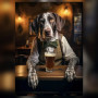 Malen nach Zahlen Vorstehhund in Kleidung trinkt Bier im Pub