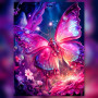 Malen nach Zahlen: Rosa-violetter Schmetterling mit leuchtenden Flügeln