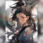 Malen nach Zahlen Manga-Mädchen im Kimono mit asiatischem Drachen