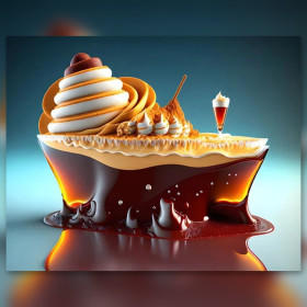 Malen nach Zahlen: Dessert in Bootsform mit Schokolade und Schlagsahne