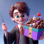 Malen nach Zahlen: Harry Potter mit Zauberstab und Pralinenschachtel