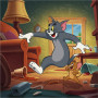Malen nach Zahlen Tom und Jerry rennen durch ein unordentliches Wohnzimmer