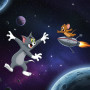 Malen nach Zahlen Tom und Jerry im Weltraum mit Rakete und Sternen