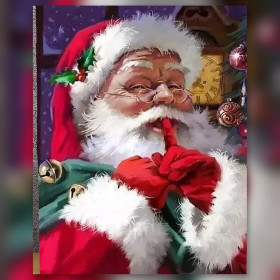Malen nach Zahlen Weihnachtsmann, der den Finger an den Mund legt (Pst)