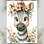 Malen nach Zahlen: Zebrababy mit Kranz aus rosa und orangefarbenen Blumen