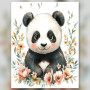 Malen nach Zahlen: Pandababy mit rosa Wangen umgeben von Blumen