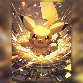 Malen nach Zahlen: Pikachu springt in einem Schein goldener Blitze