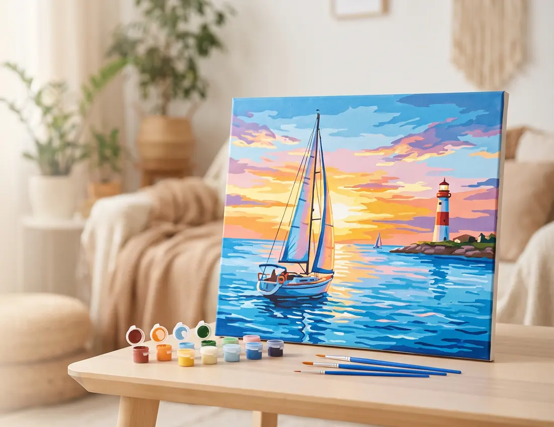 Malen nach Zahlen Boote und Meer