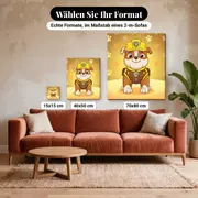 Malen nach Zahlen Rubble Paw Patrol mit gelbem Helm – verfügbare Formate im Größenvergleich zu einem Sofa