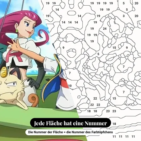 Malen nach Zahlen Ash und Pikachu im Heißluftballon – nummerierte Leinwand zum Malen