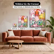 Malen nach Zahlen Pokémon und Kirschblüten – verfügbare Formate im Größenvergleich zu einem Sofa