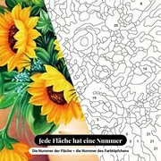 Malen nach Zahlen Sonnenblumenvase auf einem Tisch – Nahaufnahme der nummerierten Leinwand