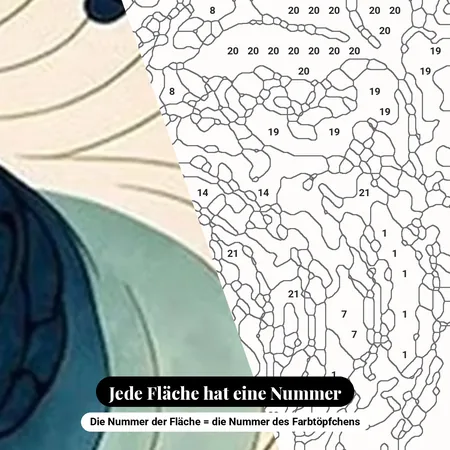 Malen nach Zahlen Wellen und Pfingstrosen im japanischen Stil – nummerierte Leinwand zum Malen