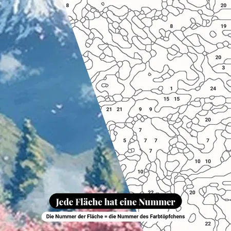 Malen nach Zahlen japanische Pagode und Berg Fuji – nummerierte Leinwand zum Malen