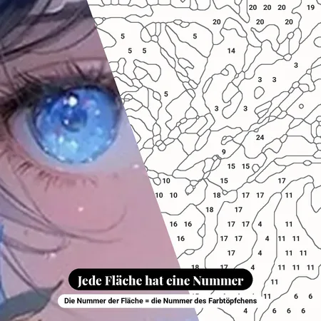Malen nach Zahlen Manga-Mädchen mit blauen Rosen – nummerierte Leinwand zum Malen