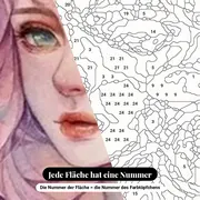 Malen nach Zahlen Mädchen mit rosa Haaren und blauen Fischen – Nahaufnahme der nummerierten Leinwand