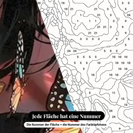 Malen nach Zahlen Manga-Mädchen und Schmetterlinge – nummerierte Leinwand zum Malen