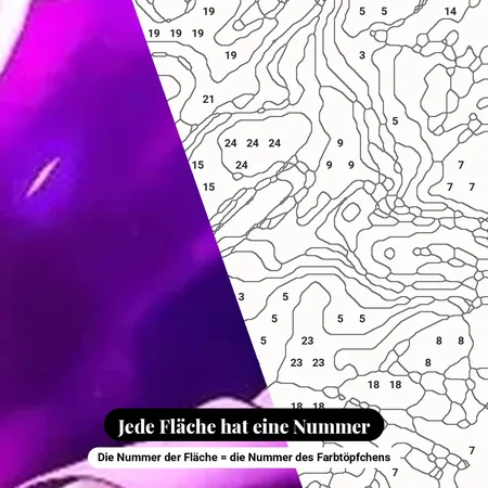 Malen nach Zahlen Gojo Satoru mit violetten Blitzen – nummerierte Leinwand zum Malen