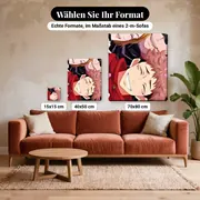Malen nach Zahlen Yuji, Megumi, Nobara und Gojo liegend – verfügbare Formate im Größenvergleich zu einem Sofa