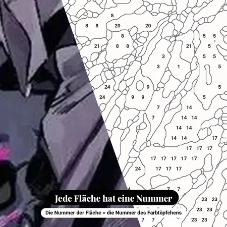 Malen nach Zahlen Ryomen Sukuna auf dem Thron aus Totenköpfen – nummerierte Leinwand zum Malen