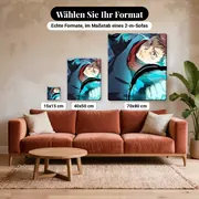 Malen nach Zahlen Itadori Yuji im Kampf – verfügbare Formate im Größenvergleich zu einem Sofa