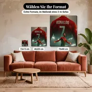 Malen nach Zahlen Cristiano Ronaldo Jubel im nächtlichen Stadion – verfügbare Formate im Größenvergleich zu einem Sofa