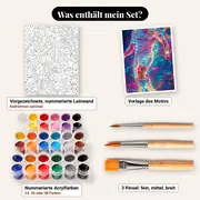 Malen nach Zahlen Cristiano Ronaldo im Neon-Look – Set-Inhalt: vorgezeichnete Leinwand, Farben, Pinsel