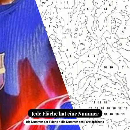 Malen nach Zahlen Barcelona: Lamine Yamal Nummer 10 in Gold, Pop-Art – nummerierte Leinwand zum Malen