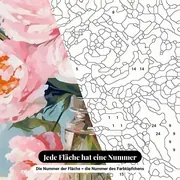 Malen nach Zahlen rosa Pfingstrosen im Einmachglas – Nahaufnahme der nummerierten Leinwand