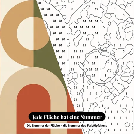 Malen nach Zahlen abstraktes geometrisches Retro-Motiv – nummerierte Leinwand zum Malen
