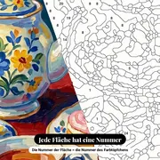 Malen nach Zahlen Teeservice und Gebäck – Nahaufnahme der nummerierten Leinwand