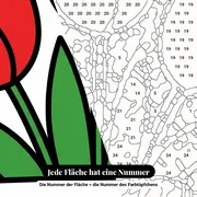 Malen nach Zahlen drei Tulpen in weißer Vase – Nahaufnahme der nummerierten Leinwand