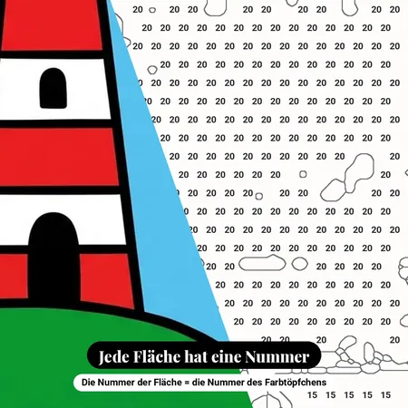 Malen nach Zahlen rot-weißer Leuchtturm mit Möwe – nummerierte Leinwand zum Malen