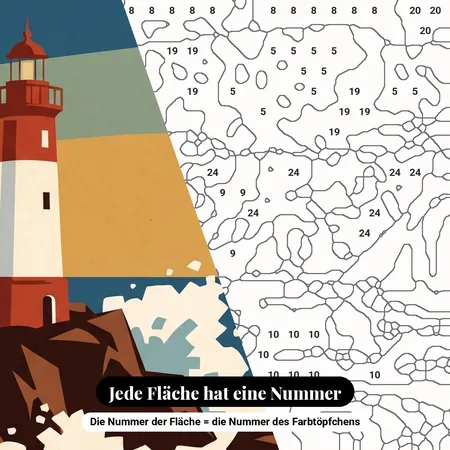 Malen nach Zahlen rot-weißer Leuchtturm Vintage-Poster Bretagne – nummerierte Leinwand zum Malen