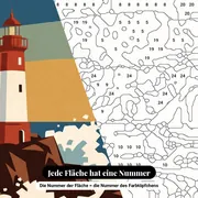 Malen nach Zahlen rot-weißer Leuchtturm Vintage-Poster Bretagne – Nahaufnahme der nummerierten Leinwand