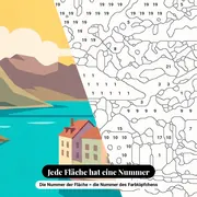 Malen nach Zahlen Vintage-Poster Annecy See und Berge – Nahaufnahme der nummerierten Leinwand