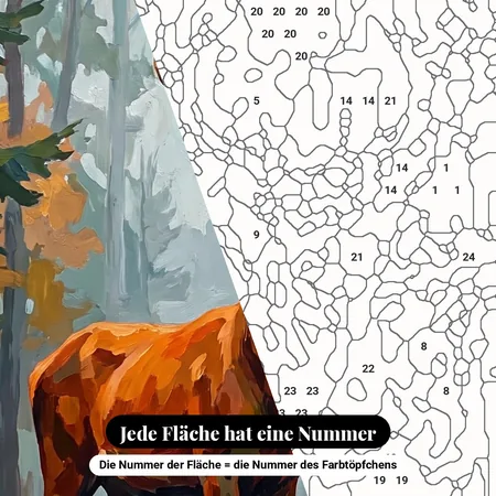 Malen nach Zahlen Hirsch – Rothirsch im Herbstwald auf Leinen – nummerierte Leinwand zum Malen