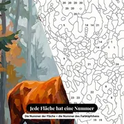 Malen nach Zahlen Hirsch – Rothirsch im Herbstwald auf Leinen – Nahaufnahme der nummerierten Leinwand