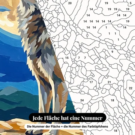Malen nach Zahlen Wolf heult den Mond an auf einem Felsen – nummerierte Leinwand zum Malen