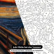 Malen nach Zahlen berühmte Gemälde: Der Schrei von Edvard Munch – Nahaufnahme der nummerierten Leinwand